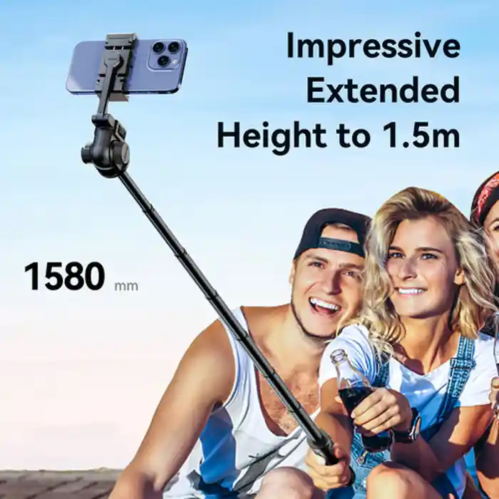 Ulanzi MT-70 Tripod 1.5m Selfie Stick Tripod with 360 / 180 Degree Pan and Tilt, Rotating Cold Shoe Mount, 1kg Max Load Capacity and 20m Wireless Remote Control Range for Smartphone Compact Cameras
